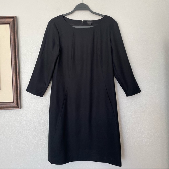 Theory Rikala Wool Blend Black Sheath Mini Dress Size 12 - Picture 2 of 11